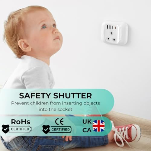 Double Dragon 20W Fast Charging 5-in-1 UK to EU Travel Adapter | 2 USB-A & 2 USB-C Ports | Converts UK 3 PIN Plug to European 2 PIN Plug in Spain, France, Portugal, Germany, Greece, Italy, Sweden, etc - Image 6
