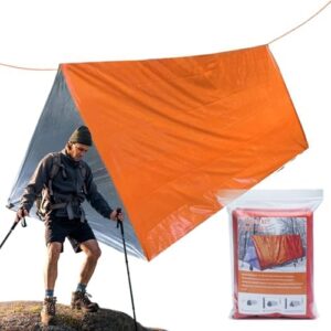 Uhngw Tube Tent Survival Shelter - 2-Person Outdoor Camping Tent | Lightweight Windproof Waterproof Lifesaving Gear, Tarp Sleeping Bag Thermal Sack Blanket for Hiking