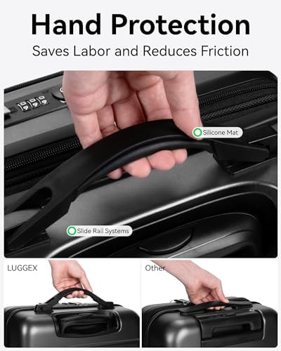 Luggex Carry On Luggage Airline Approved, Polycarbonate Hard Suitcase with Front Pocket (Black, 55cm) - Image 9