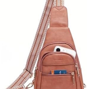 Botimmy Sling Bag for Women Crossbody Purse Vegan Leather Fanny Packs Chest Bag with Adjustable Wide Strap for Travel Anti Theft