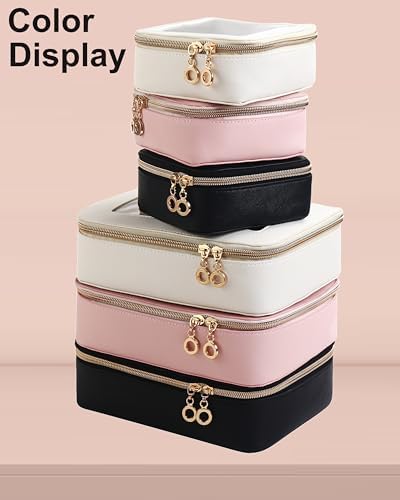 JRQCSJY Leather Clear Makeup Bags Set - Clear Quart Size TSA Approved Toiletry Bags for Toiletries Large Opening Transparent Cosmetic Case with Zipper for Travel Essential, White, Mini+Medium, Fashion - Image 7