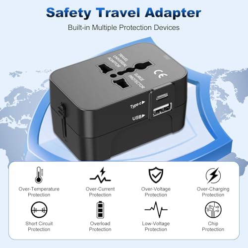 Universal Travel Adapter Worldwide, Travel Plug Adapter Worldwide Travel Charger USB C Travel Adaptor All In One Universal Power Adapter International Travel Adapter UK to Europe EU USA AUS Thailand - Image 5