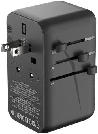 MOMAX Universal Travel Adapter,100W Fast GaN International Power Adapter, 2PD USB-C+2QC USB-A Travel Plug Adapter, US/UK/EU/AU Universal Charger for Laptops, Tablets, Phones Vision Pro 1-World - Image 10