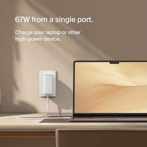 Belkin BoostCharge 3-Port USB-C Wall Charger with PPS 67W, USB-C PD 3.1 Enabled Fast Charging iPhone Charger for iPhone 16 Series, MacBook Pro, AirPods, Galaxy, and Other PD Enabled Devices - White - Image 3