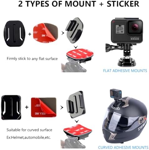 YHTSPORT Helmet Adhesive Mounts Kit Flat and Curved, 26 Pcs Helmet Mounting Accessories for Gopro, 3M Sticky Pads + Adhesive Buckle Mount Screw Accessories for Gopro and Other Action Camera - Image 2