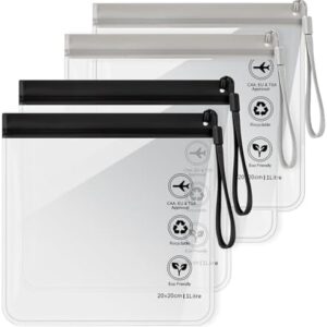 Clear Travel Toiletry Bag - Airport Security Liquids Bags, Airport Liquid Bag 20 x 20cm TSA Approved, Travel Accessories Makeup Bags Holiday Essentials Luggage for Men Women