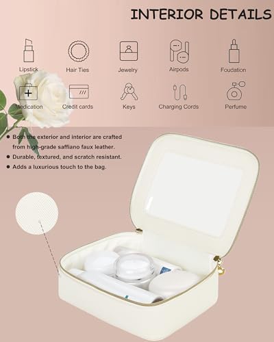JRQCSJY Leather Clear Makeup Bags Set - Clear Quart Size TSA Approved Toiletry Bags for Toiletries Large Opening Transparent Cosmetic Case with Zipper for Travel Essential, White, Mini+Medium, Fashion - Image 4