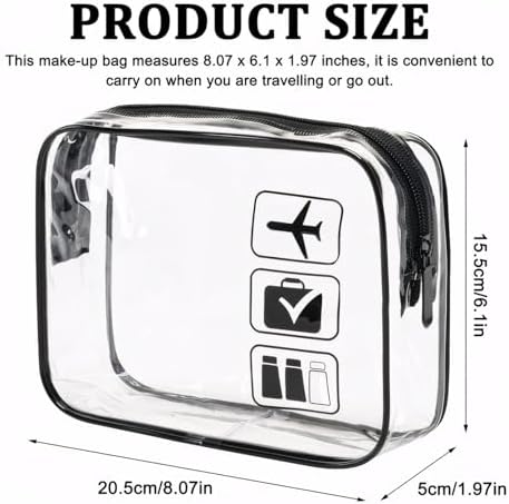 3Pcs Clear Travel Toiletries Bag, TSA Approved Toiletry Bag with Hand Strap, 20 x 20 Clear Plastic Bags for Airport Security, Portable Waterproof Cosmetic Makeup Bags - Travel Accessories - Image 7