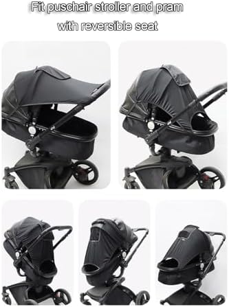 iNszkoos Universal Fit Baby Pushchair Sun Shade Cover Elastic Soft UV Protection Travel Stroller Canopy Foldable Lightweight Pram Sunshade Infant Sun Covers Travel Essentials, Black - Image 3
