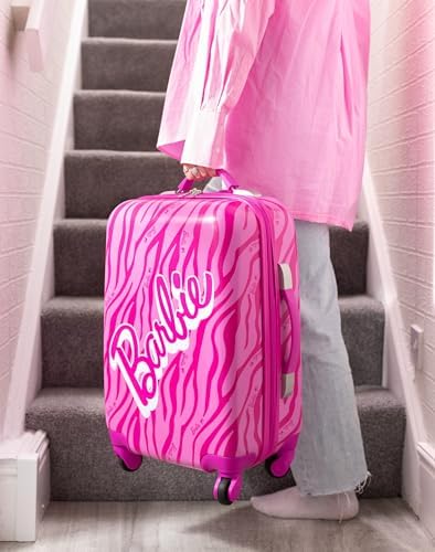 Barbie Suitcase for All Ages | Pink Small, Medium Or Large Options Luggage Bag with Extendable Handle | Doll Logo Hard Cover Carry On Trolley Cabin Case | Fun Travel Accessory Gift for Kids & Adults - Image 4