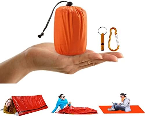 Emergency Sleeping Bag Survival Sleeping Bag Emergency Tent Hiking Bivvy Bag with Survival Whistle Lightweight Waterproof Thermal Emergency Shelter PE tear resistant material Outdoor Camping Hiking