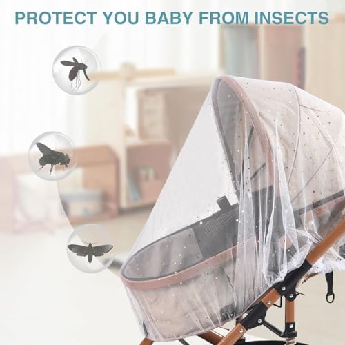 Bexdug Net For Crib - Stroller Mesh Cover | 2X Full Coverage Lightweight Portable Sun Protection For Outdoor Strolling Nursery Crib Car Travel Backpacking Hiking Balcony - Image 2