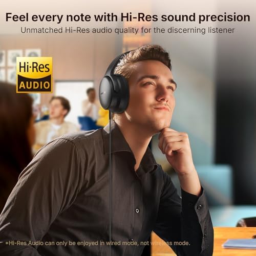 EarFun Tune Pro Active Noise Canceling Headphones, Over Ear Wireless Bluetooth Headphones with 5 Mics, 120H Playtime, Bluetooth 5.4, Hi-Res Audio, Multipoint Connection, Custom EQ, Comfortable Fit - Image 4
