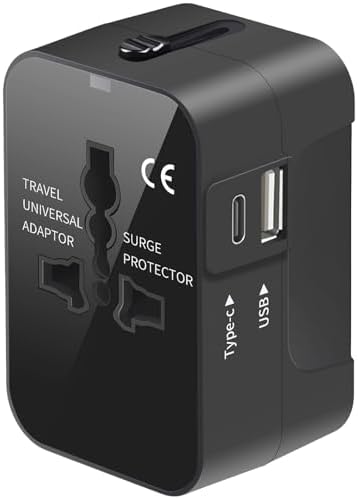 Universal Travel Adapter Worldwide, Travel Plug Adapter Worldwide Travel Charger USB C Travel Adaptor All In One Universal Power Adapter International Travel Adapter UK to Europe EU USA AUS Thailand