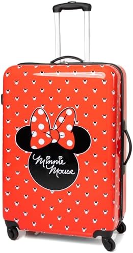 Disney Minnie Mouse Suitcase For All Ages | Red Small, Medium Or Large Options Luggage Bag with Extendable Handle | Hard Cover Carry On Trolley Cabin Case | Fun Travel Accessory Gift for Kids & Adults