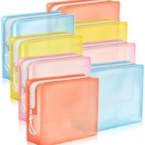 Locmeo 8 Pack Clear Leak-proof Travel Toiletry Bags TSA Approved Frosted Cosmetic Makeup Bags with Zipper for Women Men Travel Organizer Airport Security
