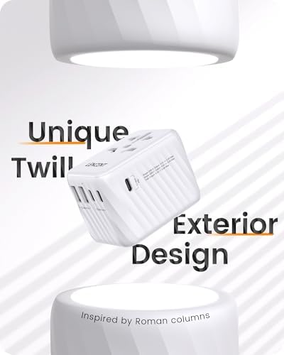 LENCENT Universal Travel Plug Adapter Worldwide with 3 USB C and 2 USB A Ports, International Travel Adapter for UK to EU, USA, UK, Australia, Thailand, Japan(28W, White) - Image 3