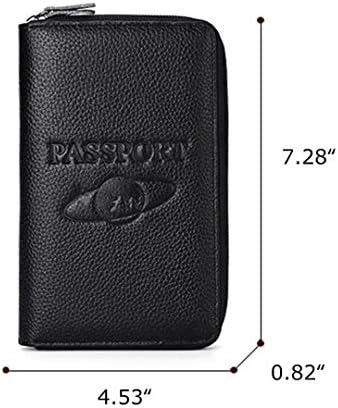 QAZSE Genuine Leather Travel Passport Wallet RFID Blocking Zip-Around Passport Holder, Black, Rfid Wallet - Image 3