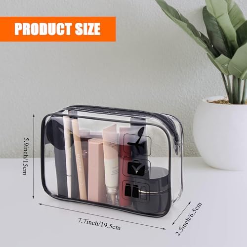 Clear Travel Toiletries Bag, 2 Pcs TSA Approved Toiletry Bag with Zippers Travel Accessories Portable PVC Waterproof Travel Wash Bags Cosmetic Makeup Bags for Family, Women and Men - Image 3