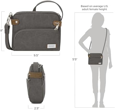 Travelon Unisex's Anti-Theft Heritage Crossbody Bag Travel Totes, Pewter, 9.75 x 7.75 x 2.5 - Image 4