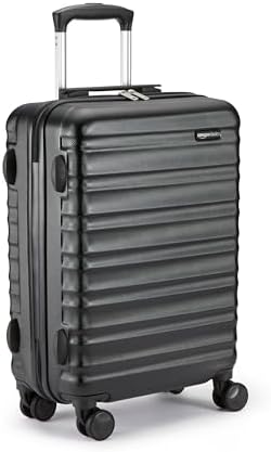 Amazon Basics Hardside Luggage Spinner - 55 cm Cabin Size, Standard, Black, Approved for Ryanair and Most Other Budget Airlines