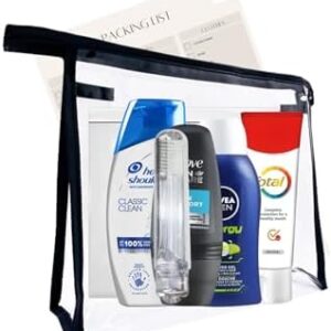 Travel Toiletries Set for Men – Mini Travel Toiletry Kit with TSA Approved Liquids – Airport Friendly Men’s Travel Essentials for Holiday, Business, Overnight Stay