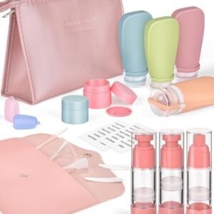 Noideeer 19 Pack Travel Bottles for Toiletries, TSA Approved Refillable Squeezable Leak Proof Silicone Travel Size Toiletries Containers for Shampoo Conditioner Lotion, BPA Free