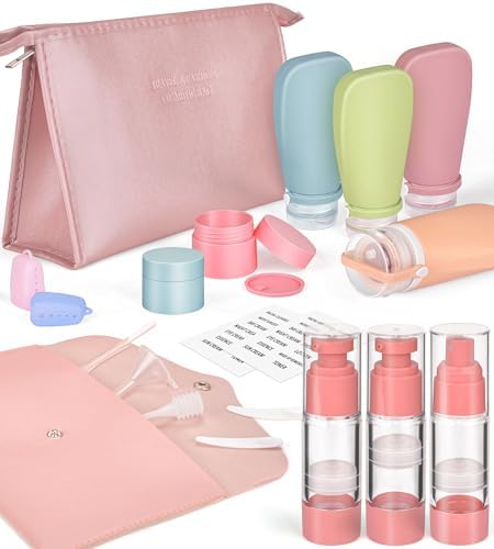 Noideeer 19 Pack Travel Bottles for Toiletries, TSA Approved Refillable Squeezable Leak Proof Silicone Travel Size Toiletries Containers for Shampoo Conditioner Lotion, BPA Free