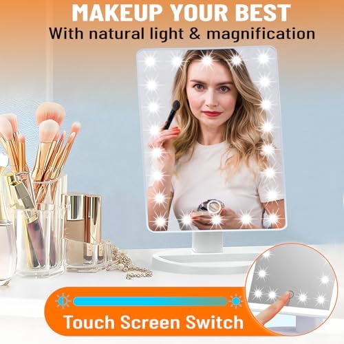 NSA Vanity Cosmetic Makeup mirror lighted Adjustable LED, Dual Power, Touch screen, 180° Rotating, Portable Vanity Cosmetic Mirror - Image 7