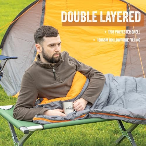 Camping Envelope Single Sleeping Bag / 2 Season Insulation/Light & Portable with Carry Sack/Double Layer Interior/Water Resistant - Image 4