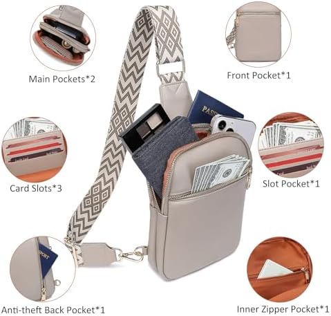 DIOMO Anti Theft Small Sling Bag for Women Cross Body Bag Trendy, RFID Fanny Packs Vegan Leather for Women Travel Belt Purse - Image 4
