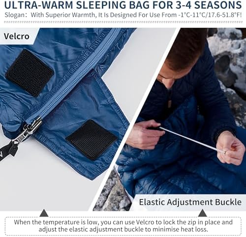 Naturehike Ultra Lightweight Envelope Sleeping Bag for Adults, 3-4 Seasons, Waterproof Sleeping Sack for Camping, Hiking, Mountaineering, Indoor, Backpacking, Outdoor, Duck Down - Image 4