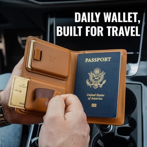 Kings Loot Passport Holder Wallet - RFID Protected & Premium Full Grain Leather – Built-In Trackable Holder & Easy Pull Tab, Cognac, Rfid Wallet - Image 8