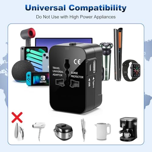 Universal Travel Adapter Worldwide, Travel Plug Adapter Worldwide Travel Charger USB C Travel Adaptor All In One Universal Power Adapter International Travel Adapter UK to Europe EU USA AUS Thailand - Image 7