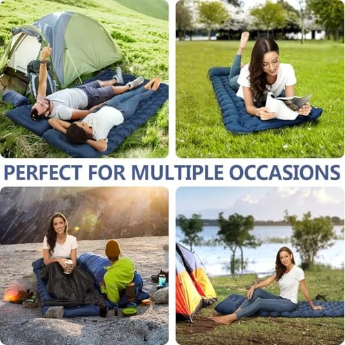 Kiaitre Camping Mat, 9CM Ultralight Inflatable Sleeping Mat with Camping Pillow, Portable Compact Camping Mattress Air Sleeping Pad for Camping, Hiking, Backpacking and Hiking Travel, Blue - Image 6