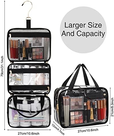 Hanging Toiletry Bag, Clear Travel Toiletry Bag TSA Approved Transparent Cosmetic Bag Waterproof Large Makeup Bag for Men Women, L, Clear Travel Toiletry Bag - Image 2