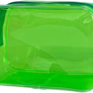 Neon Clear Pouch Small, Clear Makeup Bag, 7"x2.3"x4.7" Size TSA Approved Toiletry Bag, Clear Travel Bags for Toiletries, Clear Cosmetic Bag for Women and Men Small, green, Solid Color and Neon Color