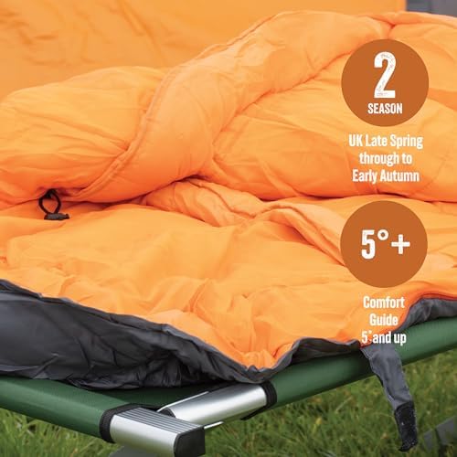 Camping Envelope Single Sleeping Bag / 2 Season Insulation/Light & Portable with Carry Sack/Double Layer Interior/Water Resistant - Image 3