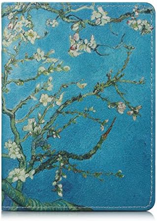 UUcovers Passport Holder, Slim Travel Wallet RFID Blocking Card Case Passport Cover Protector Travel Essentials with Credit Card Slots Pockets for Women/Men, Almond Blossom Tree