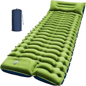 Yuzonc Camping Sleeping Pad, Ultralight Inflatable Camping Mat with Pillow Built-in Foot Pump Portable Inflatable Sleeping Pads Compact for Outdoor Camping, Backpacking, Hiking, Tents