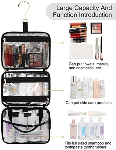 Hanging Toiletry Bag, Clear Travel Toiletry Bag TSA Approved Transparent Cosmetic Bag Waterproof Large Makeup Bag for Men Women, L, Clear Travel Toiletry Bag - Image 3