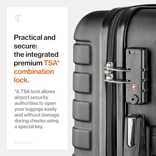 Travely Polycarbonate Cabin Suitcase 55x40x20cm - 20 Inch Suitable for Ryanair - 36L Including TSA Lock - Carry on - 10kg Suitcase, Cabin case, Hardshell - Image 6