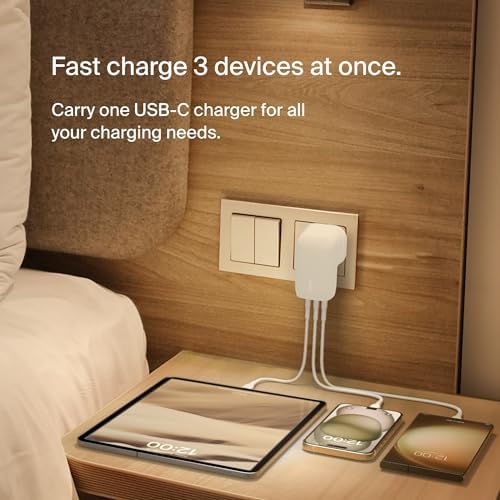 Belkin BoostCharge 3-Port USB-C Wall Charger with PPS 67W, USB-C PD 3.1 Enabled Fast Charging iPhone Charger for iPhone 16 Series, MacBook Pro, AirPods, Galaxy, and Other PD Enabled Devices - White - Image 2