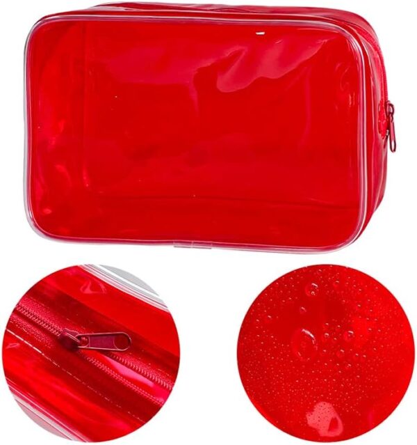 Neon Clear Pouch Small, Clear Makeup Bag, 7"x2.3"x4.7" Size TSA Approved Toiletry Bag, Clear Travel Bags for Toiletries, Clear Cosmetic Bag for Women and Men Small, green, Solid Color and Neon Color - Image 3