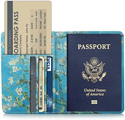 UUcovers Passport Holder, Slim Travel Wallet RFID Blocking Card Case Passport Cover Protector Travel Essentials with Credit Card Slots Pockets for Women/Men, Almond Blossom Tree - Image 5