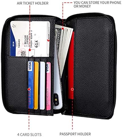 QAZSE Genuine Leather Travel Passport Wallet RFID Blocking Zip-Around Passport Holder, Black, Rfid Wallet - Image 4