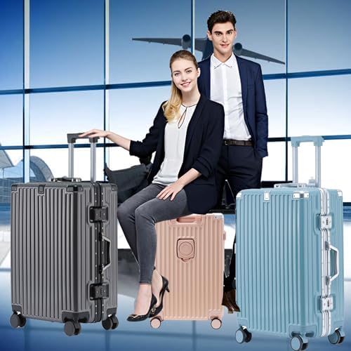 lesulety Hard Shell Suitcase Cabin Size Cheap Cabin Luggage Suitcase Medium 4 Wheels Lightweight with USB Charger Cup Holder zipperless Luggage,Grey,20in - Image 7