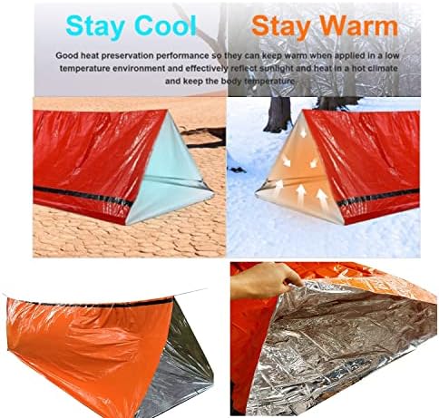 Emergency Sleeping Bag Survival Sleeping Bag Emergency Tent Hiking Bivvy Bag with Survival Whistle Lightweight Waterproof Thermal Emergency Shelter PE tear resistant material Outdoor Camping Hiking - Image 4