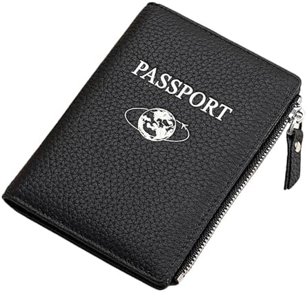 Passport Holder Cover, RFID Blocking PU Leather Passport Travel Wallet with Card Slots for Men Women (Black)