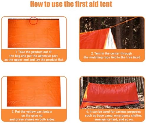Uhngw Tube Tent Survival Shelter - 2-Person Outdoor Camping Tent | Lightweight Windproof Waterproof Lifesaving Gear, Tarp Sleeping Bag Thermal Sack Blanket for Hiking - Image 4